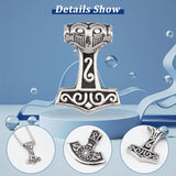 4Pcs 2 Style 304 Stainless Steel Pendants, Thor's Hammer, Antique Silver, 26~29x21~33x5.5~7mm, Hole: 3~4mm, 2pcs/style
