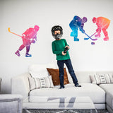 PVC Wall Stickers, Wall Decoration, Hockey Player, 900x390mm, 2pcs/set