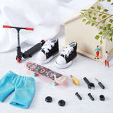 Children Toy Set, Including Plastic Finger Scooter & Skateboarding Set, Trousers and Cloth Dolls Shoe, for Doll Making, Mixed Color, 95x25x15mm