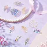 Fashion DIY Earrings Jewelry Accessories, Imitation Metal Cloth Pendants, Leaf & Wing, Mixed Color, 30~31x14~30x0.6mm, Hole: 0.8mm, 32pcs/box