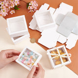 Cardboard Paper Gift Storage Boxes, with Plastic Visible Caps, Clear Window Gift Case, Square, White, Finish Product: 8.6x8.4x4cm