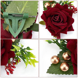 daSilk 2Pcs Rose Flower Silk Brooch with Plastic, Imitation Flower Brooch for Wedding, Party Decorations, Dark Red, 109x78x45mm, Pin: 0.7mm