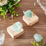 Square Wooden Crystal Rock Display Easels with Iron Holder, for Gemstone Agate Mineral Display, Platinum & Golden, 5.05x5.05x9cm
