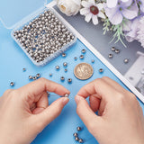 400Pcs 2 Style Round 304 Stainless Steel Spacer Beads, Metal Findings for Jewelry Making Supplies, Stainless Steel Color, 4~6mm, Hole: 1.5~2mm, 200pcs/style