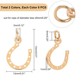 304 Stainless Steel Charms, Horseshoe, Golden & Stainless Steel Color, 13x10x1mm, Hole: 3mm, 2 colors, 8pcs/color, 16pcs/box