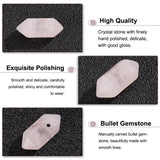 Natural Rose Quartz Double Terminal Pointed Pendants, Faceted Bullet Charm, 18.5~20x8~9x8~9mm, Hole: 1.5mm, 12pcs/box