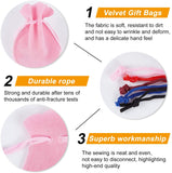 Velvet Gift Bags Drawstring Jewelry Pouches Wedding Favor Bags, Mixed Color, 9x7cm, 5 Colors, 10pcs/color, 50pcs/set