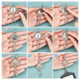 DIY Necklace Making Kits, including Brass & Glass Snap Buttons, Alloy Keychain Findings and 304 Stainless Steel Cable Chains Necklaces, Flat Round, Tree Pattern, 14Pcs/box