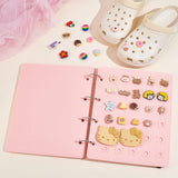 8 Pages Felt Shoe Charms Collection Binder Book, Flip-page Shoe Charms Organizer Holder, Rectangle, Pink, 26x21.3x3cm