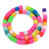 Handmade 610Pcs 10 Strands Polymer Clay Bead Strands, Column, Colorful, 6.5x6mm, Hole: 1.2mm, about 61pcs/strand, 15.75''(40cm)