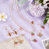 Alloy Enamel Bee & Leaf Planter with Heart Pendant Locking Stitch Markers, 304 Stainless Steel Claw Clasp Stitch Marker, Mixed Color, 3.3cm, 6 style, 2pcs/style, 12pcs/set