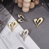 4Pcs 2 Colors Alloy Heart Brooch Pin, Badge for Backpack Clothes, Platinum & Light Gold, 40x31x7mm, Pin: 0.7mm, 2pcs/color