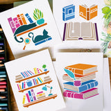 4Pcs 4 Styles PET Hollow Out Drawing Painting Stencils, for DIY Scrapbook, Photo Album, Bookshelf, 150x150mm, 1pc/style