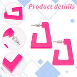 4 Pairs 4 Colors Acrylic Trapezoid Stud Earrings with 304 Stainless Steel Pins, Half Hoop Earrings for Women, Mixed Color, 30x24x6mm, Pin: 0.8mm, 1 Pair/color