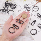 Clasp Finding Sets, with Alloy Snap Keychain Clasp Findings, Zinc Alloy Key Clasps and Iron Loose Leaf Book Hinged Rings, Gunmetal, 74x73x25mm, 18pcs/box
