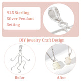 2Pcs 925 Sterling Silver Hollow Charm Cabochon Settings, Twist, Platinum, 25x24x1mm, Hole: 4x3mm