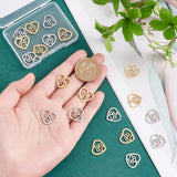 20Pcs 2 Colors 201 Stainless Steel Pendants, Heart with Dog Paw Prints, Golden & Stainless Steel Color, 15x15.5x1mm, Hole: 1.2mm, 10pcs/color