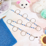 Acrylic Beaded Link Knitting Row Counter Chains, Cat Head Alloy Linking Ring Locking Stitch Marker, Platinum, 68cm