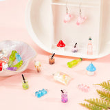 DIY Candy Color Drop Earring Making Kit, Including Drink Bottle & Animal & Food Resin & Glass Pendants, Brass Earring Hooks & Jump Rings, Mixed Color, Pendant: 32pcs/box