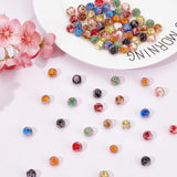 80Pcs 8 Colors Handmade Gold Sand Lampwork Beads, Inner Flower, Round, Mixed Color, 8x7~8mm, Hole: 1.4mm, 10pcs/color