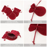Velvet Bags, Calabash Shape Drawstring Jewelry Pouches, Dark Red, 9x7cm