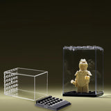 Transparent Plastic Minifigures Display Case, for Models, Building Blocks, Doll Display Holder Risers, with Black Base, Clear, Finished Product:4.7x4.7x7.55cm