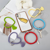 6Pcs 6 Style Silicone Phone Lanyard, Wrist Lanyard Strap with Plastic & Alloy Keychain Holder, Mixed Color, 17.7cm and 18.2cm, 1pc/style