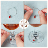 24Pcs 12 Colors Faceted Glass Birthstone Wine Glass Charms, with Brass Findings, Flat Round, Mixed Color, 38mm, 2pcs/color