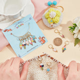 12Pcs 6 Style Alloy Enamel Lollipop Ice Cream Charm Locking Stitch Marker, with 304 Stainless Steel Leverback Earring Findings, Plastic Ear Nuts, Mixed Color, 34~40mm, Pin: 1x0.8mm, 2Pcs/style