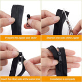 Garment Accessories, Zip-fastener Component Sets, #3 Nylon Zipper & Iron Zipper Puller, Black, 1000x2.5x0.2cm, 1stand, Head: 27mm, 20pcs