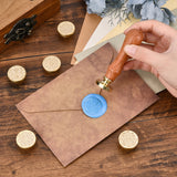 6Pcs 6 Style Wax Seal Brass Stamp Head, with 2Pcs Pear Wood Handle, for Wax Seal Stamp, Flower Pattern, Stamp Head: 25x14.5mm, 1pc/style