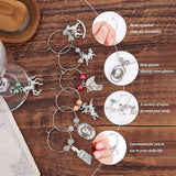 24Pcs 8 Styles Horseshoe & Brush & Horse & Hat Alloy Wine Glass Charms with Acrylic Pearl, Brass Hoop Earrings, Mixed Color, 44~60mm, Pin: 0.8mm, 3pcs/style