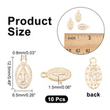 304 Stainless Steel Miraculous Medal Charms, Oval with Virgin Mary, Golden, 12.5x6.5x1.5mm, Hole: 0.8mm, 10pcs/box