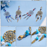 16Pcs 2 Style Woven Web/Net with Feather Alloy Pendant Decoration, Handmade Evil Eye Lampwork Beads & Gemstone Chip Beaded, with Lobster Claw Clasps, Mixed Color, 93mm, 8pcs/style