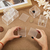 6Pcs Acrylic Commemorative Coin Display Stand, with 6Pcs Plastic Box, Clear, 3.6x2.55x3.4cm