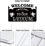 Plastic Yard Signs Display Decorations, for Outdoor Garden Decoration, Rectangle with Word WELCOME TO OUR WEDDING, Black, 230x360x4mm