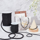 3-Ply Polyester Cords, Binding Rope with Decorative Rope, Plastic Clasp Hand Cord, Black, 8mm, 20m/roll