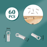 304 Stainless Steel Cord Ends, End Caps, Tube, Stainless Steel Color, 7x2mm, Hole: 1.5mm, 60pcs/box