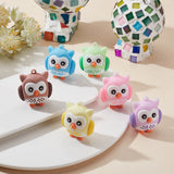 12Pcs 6 Colors PVC Cartoon Owl Doll Pendants, for Keychains, Mixed Color, 43x37x26mm, Hole: 3mm, 2pcs/color