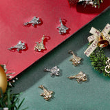8Pcs 2 Colors Brass Micro Pave Colorful Cubic Zirconia Pendants, Christmas Tree with Christmas Reindeer, Platinum & Golden, 21.5x15.5x3.5mm, Hole: 3.5mm, 4pcs/color