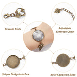DIY Blank Dome Link Bracelet  Making Kit, Including Alloy Hamsa Hand & Heart & Cross & Flower Link Bracelet Making, Glass Cabochons, Antique Bronze, 15Pcs/box