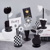 5 Sets 5 Style Black & White Leaf & Flower Acrylic Memo Holder, Creative Vase Shape Photo Holder, Mixed Patterns, 55~91x55x165~176mm, 1 set/style