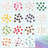 150Pcs 15 Styles Natural & Synthetic Mixed Gemstone Round Charms with Golden Plated Brass Loops, Mixed Dyed and Undyed, 10x6mm, Hole: 2mm, 10pcs/style