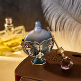 Vintage Glass Perfume Bottles, Butterfly & Flower Decoration Refillable Essence Bottle, with Alloy Findings, Antique Silver, 5.35x2.3x9.3cm, Capacity: 7ml(0.24fl. oz)