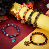 Halloween Bracelets Making Kit, Including Acrylic & Alloy & Glass Imitation Pearl Beads, Alloy Enamel Pendants, Owl & Cat & Witch & Castle, Mixed Color, 195Pcs/box