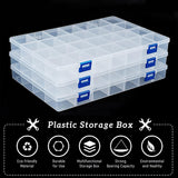 3Pcs Rectangle PP Plastic Bead Storage Container, 28 Compartment Organizer Boxes, with Hinged Lid, for Small Parts, Hardware and Craft, Clear, 28.5x20x3cm