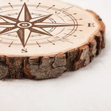 Carved Wood Round Sheets, for Home Display Decoration, Compass Pattern, 170~180x15mm