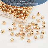 304 Stainless Steel Beads, Round, Golden, 4x3.5mm, Hole: 1.6mm, 300pcs/box