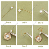 DIY Sunflower Earring Making Kit, Including Sun & Moon & Leaf Brass Pendants & Links Connectors & Earring Hooks, Alloy Pendants, Glass Pearl Beads, Golden, 128Pcs/box