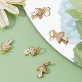 Brass Micro Pave Cubic Zirconia Charms, Mushroom, Real 18K Gold Plated, 11x7.5x4mm, Hole: 3mm, 8pcs/box